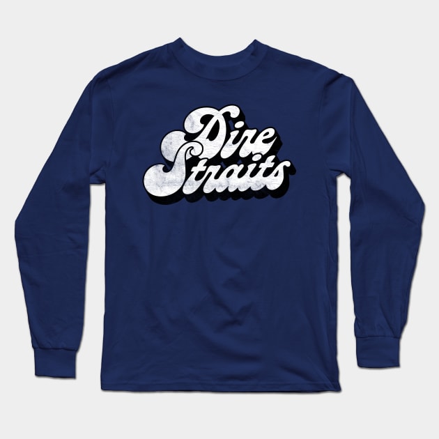 Dire Straits / Retro Faded Style Fan Design Long Sleeve T-Shirt by DankFutura